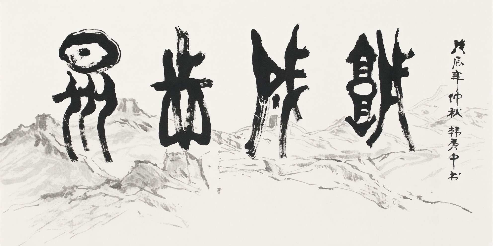 众志成城篆隶横幅